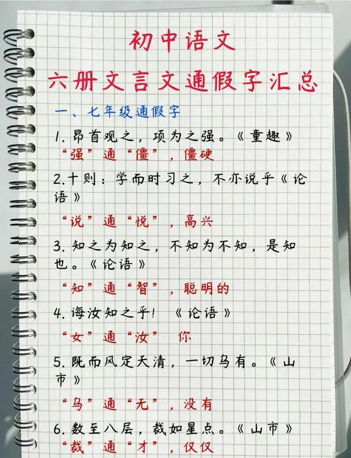 初中语文课本通假字课堂笔记