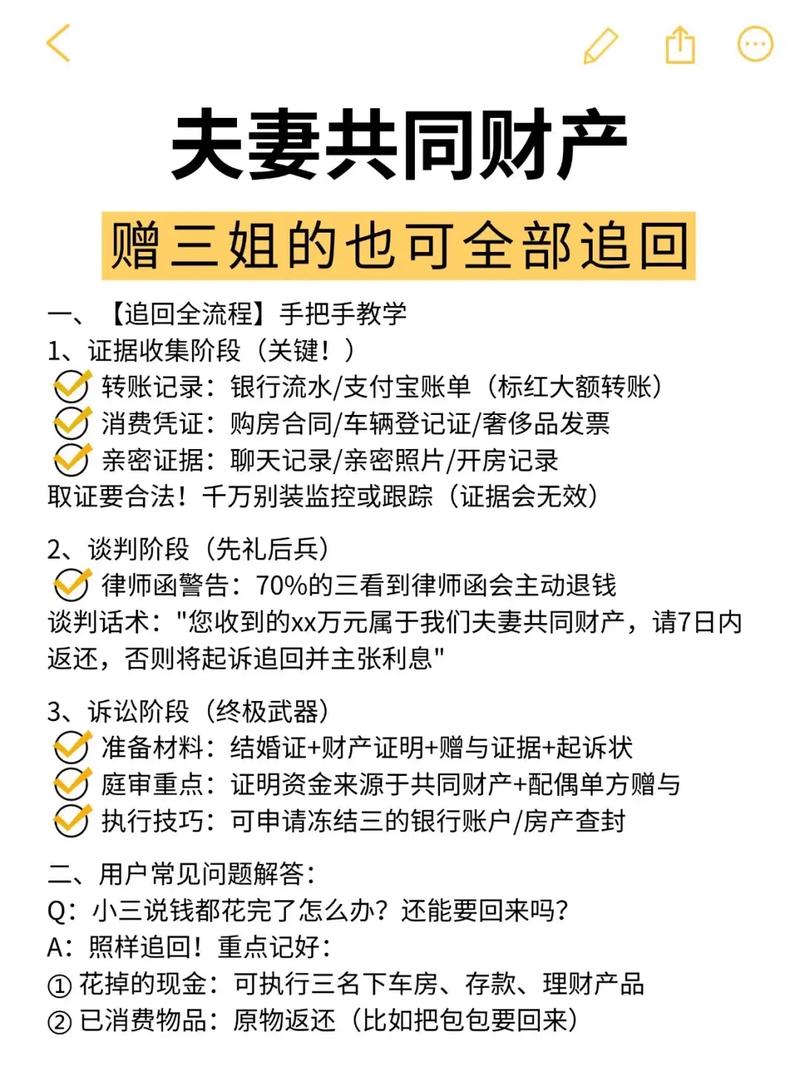 夫妻共同财产被转移追回流程示意图