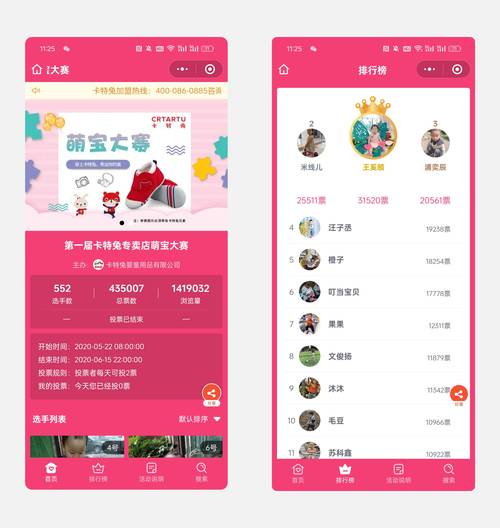 线上儿童评选活动隐私收集页面示例