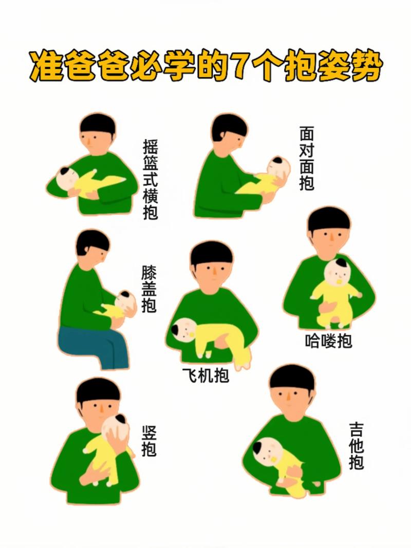 父亲在育儿工作坊中练习婴儿拥抱姿势