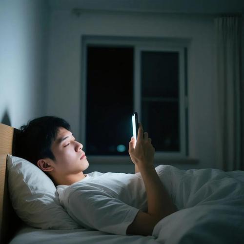 大学生宿舍熬夜刷手机场景图