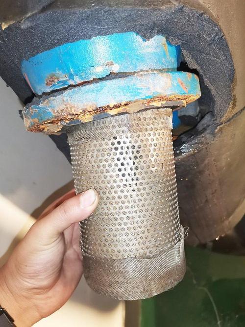 工业离心泵入口过滤器堵塞实物图
