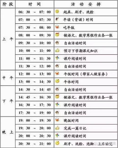 学霸假期学习计划表模板