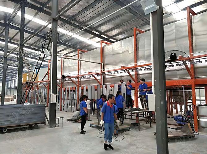 户外钢制家具喷涂设备调试现场