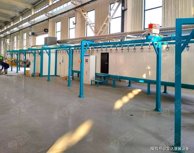静电喷涂产线挂具表面积粉层特写