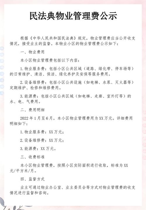 民法典小区公共区域广告费公示公告样张