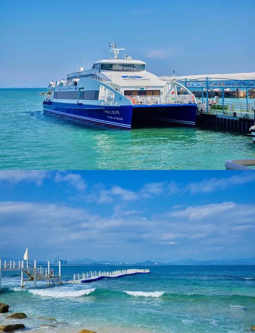 三亚蜈支洲岛客运码头渡轮出海海景