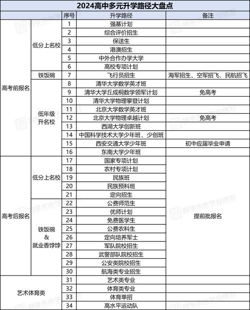 2024高考多元升学常见路径报考条件表