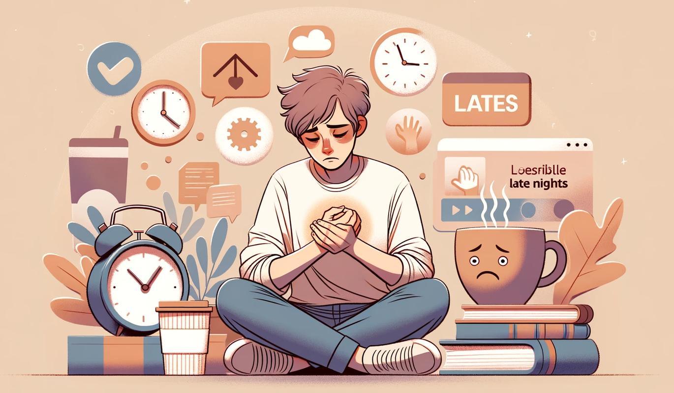 student creating video content in dormitory late at night