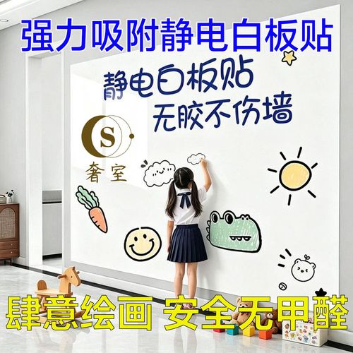 儿童可移除空白涂鸦墙膜安装示意图