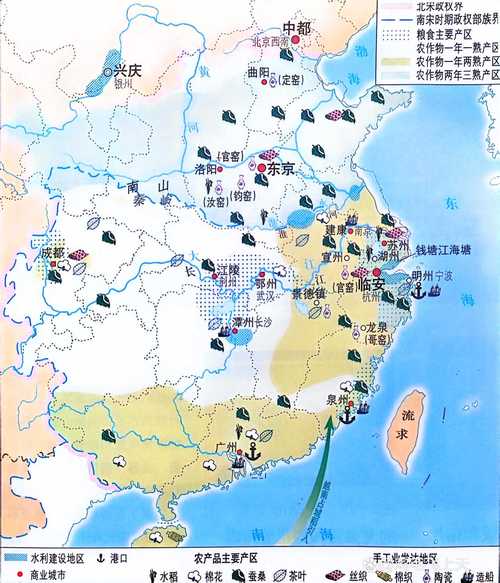 古代经济重心南移路线手绘示意图