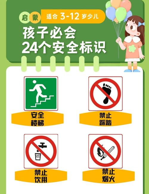 父亲在工厂安全区给孩子讲解警示标识