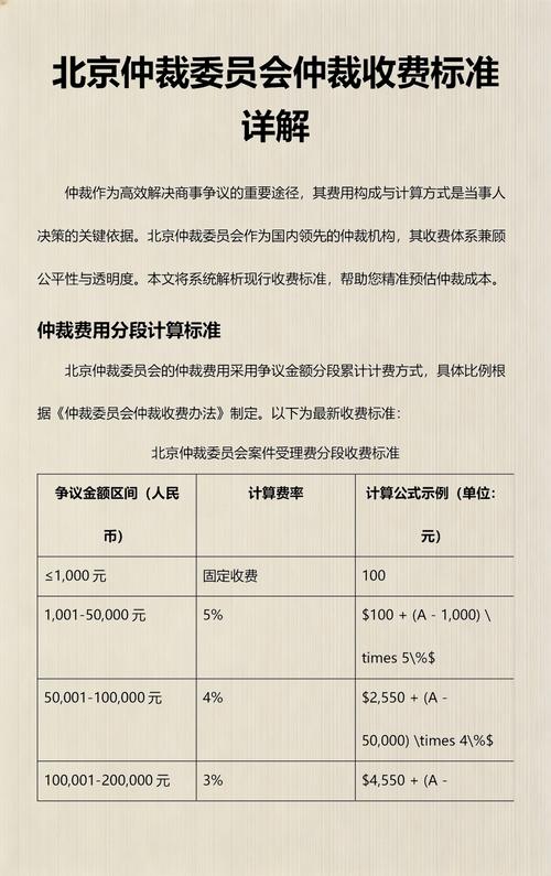 仲裁费用计算对照表