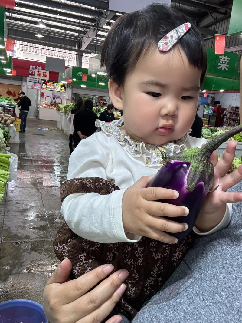 父母带孩子逛菜市场早教 认识蔬菜水果