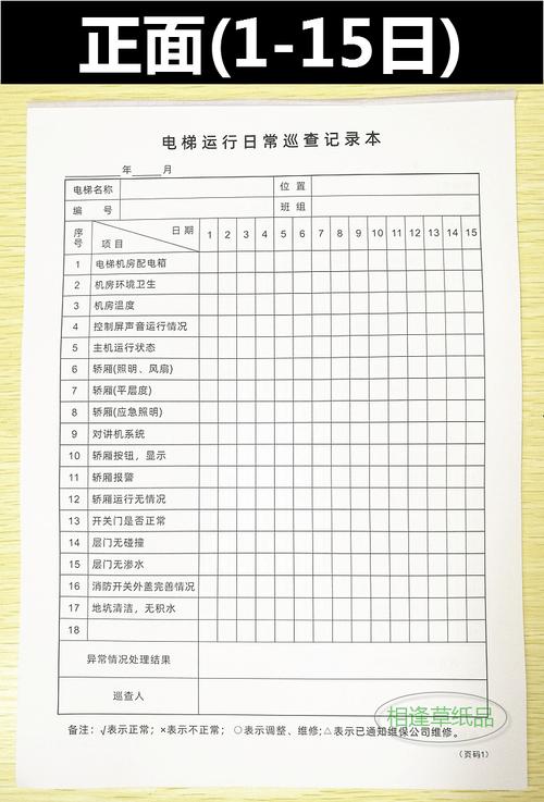 合规电梯巡查记录表范本