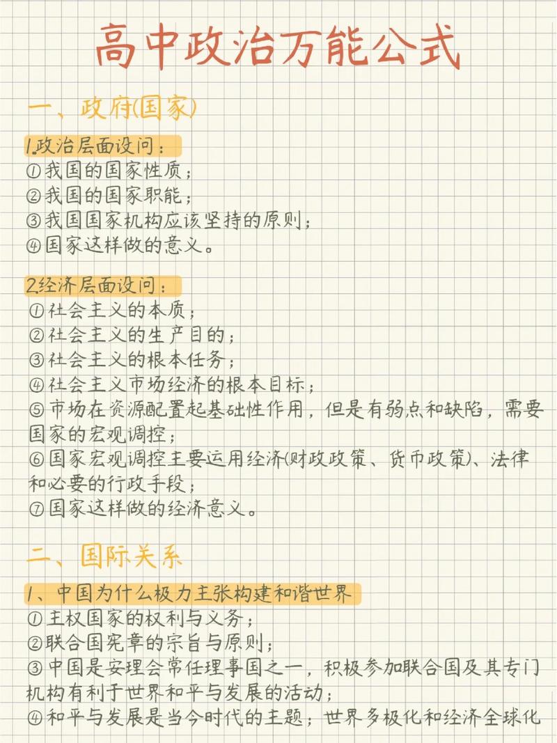 高中政治法治主观题分类答题模板笔记