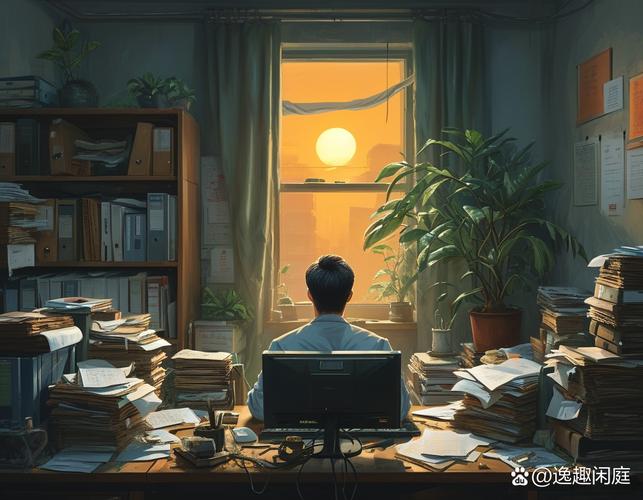 远程办公孤独感场景插画