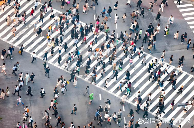 城市通勤族步行过斑马线日常场景