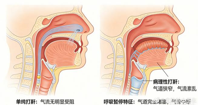 睡眠打鼾正常气道与狭窄气道对比图