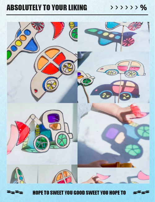 儿童彩色光影拼贴画手工作品