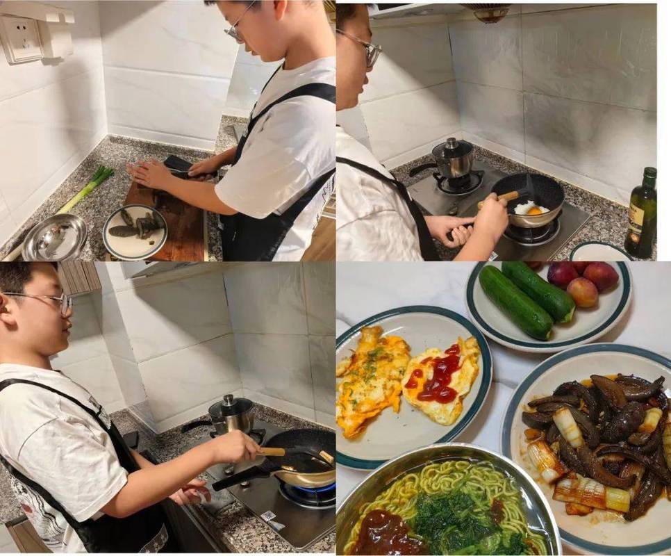 留学生和寄宿家庭妈妈一起做饭