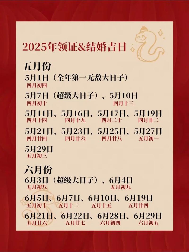 2025年婚庆热门吉日日历展示