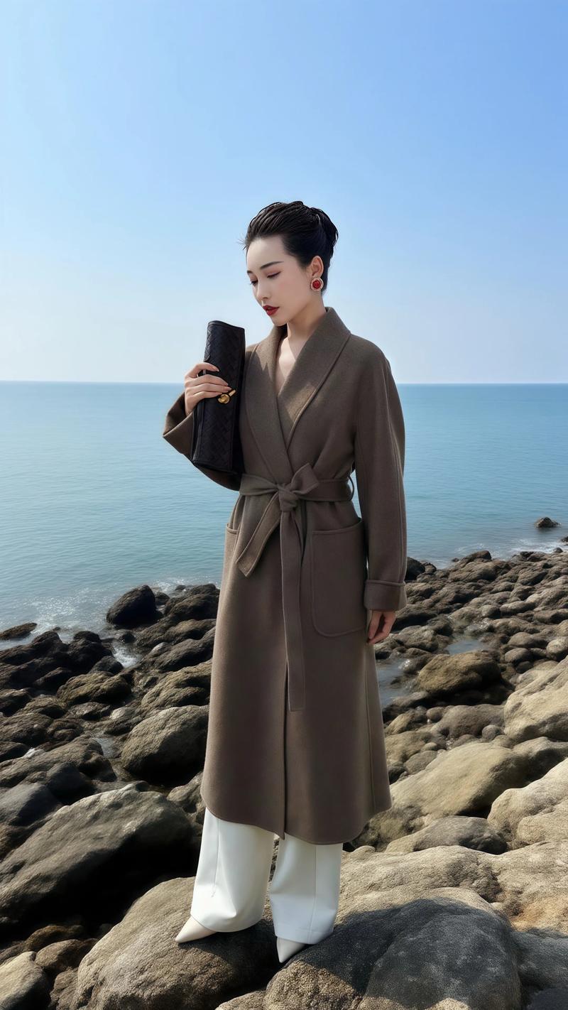 大连冬天海边穿羊毛大衣