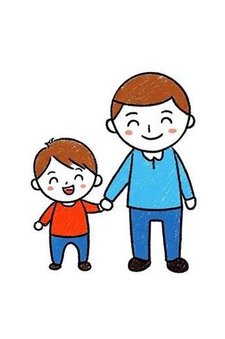 父子在杂乱书桌上画简笔画学英语 温馨互动