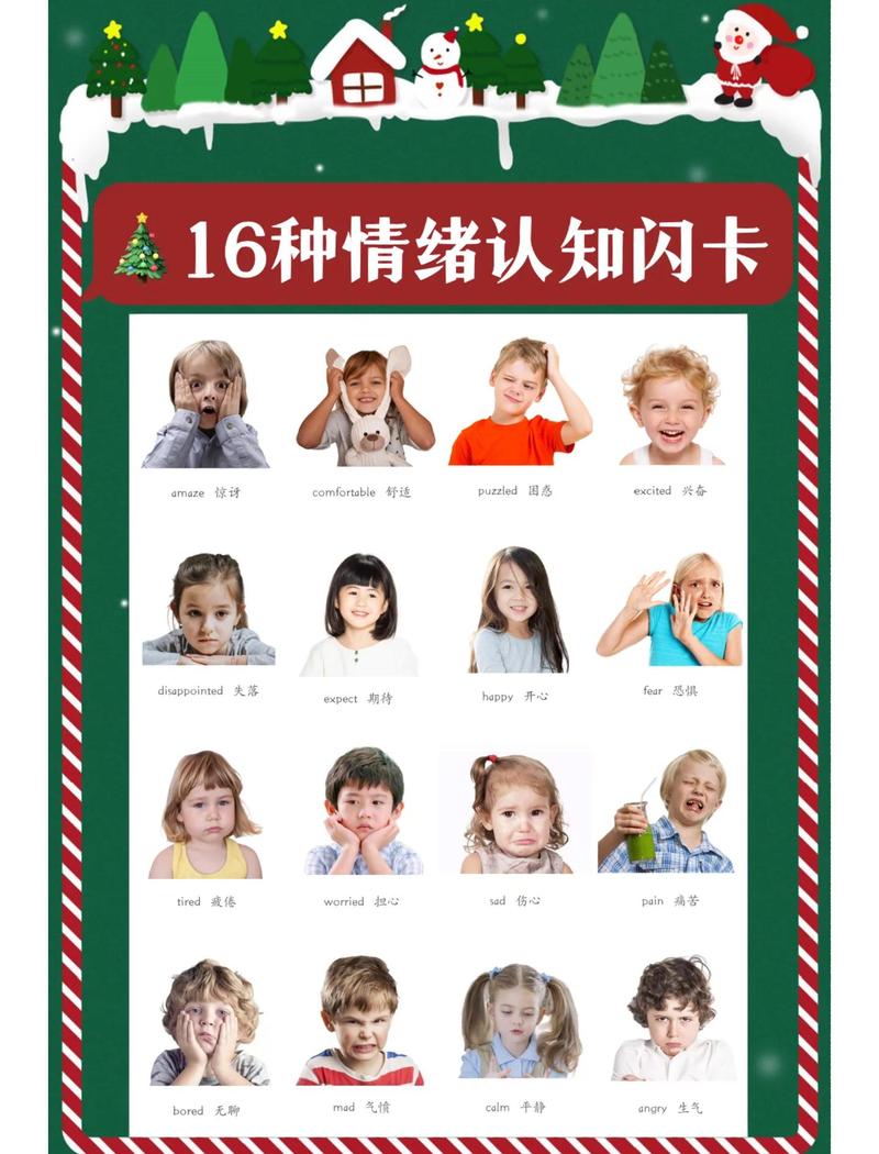 幼儿园情绪认知卡片喜怒哀乐表情图