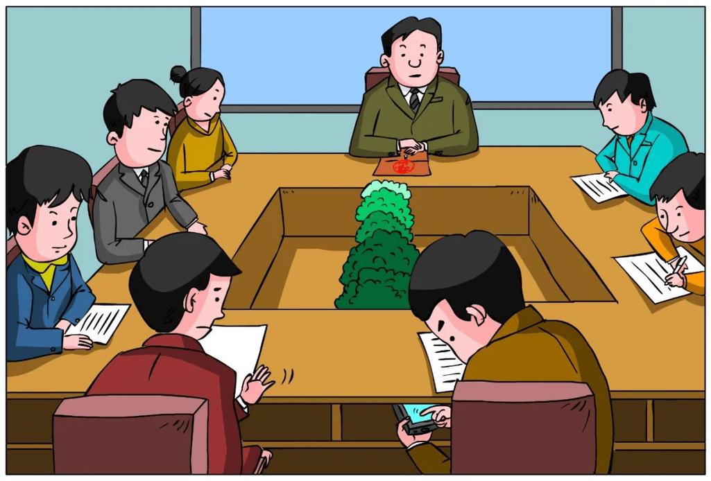远程团队视频会议混乱场面漫画