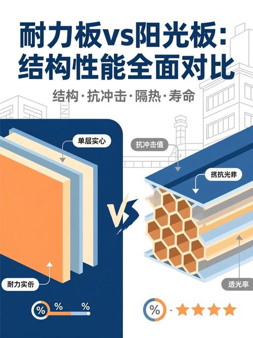 耐力板与阳光板蜂窝结构特写对比图