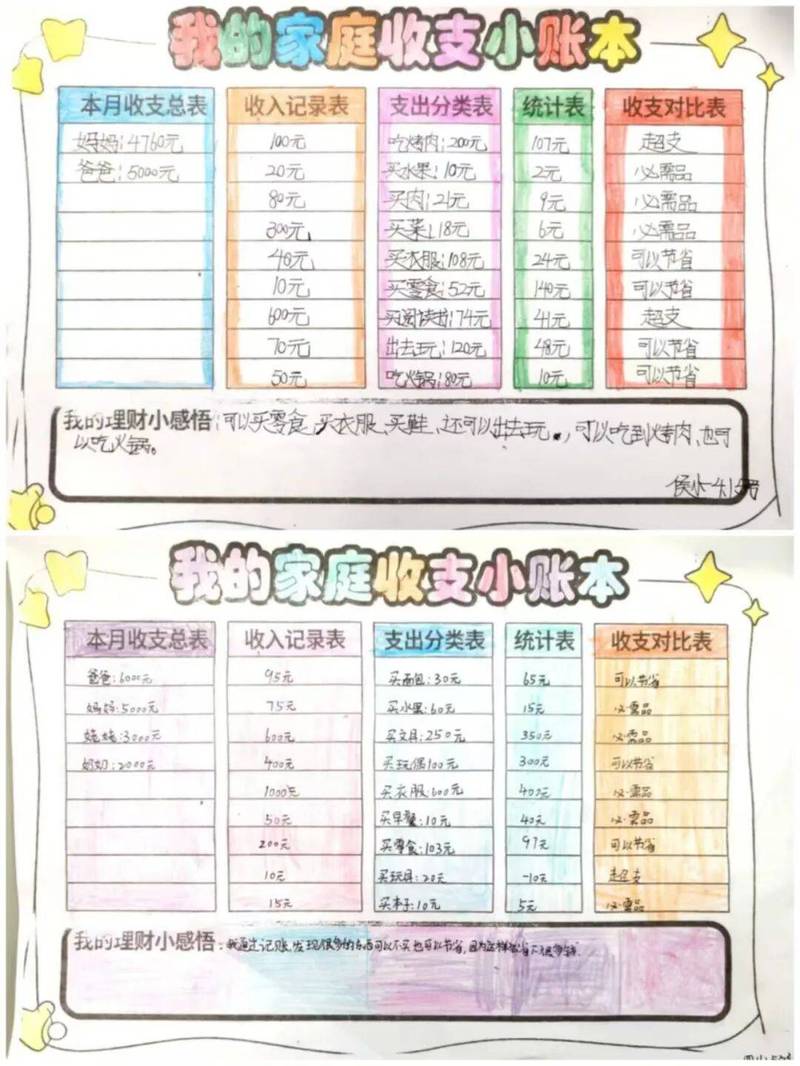 月度家庭收支整理手写手账