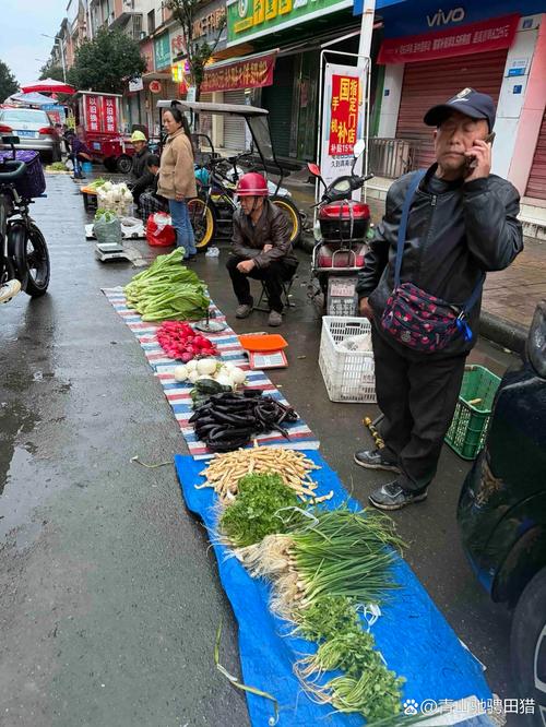 吴山早市卖菜摊贩和煎豆腐干