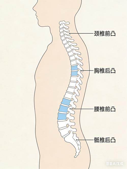人体脊柱四个生理曲度实拍示意图