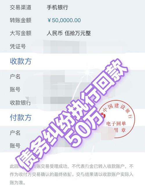 法院强制执行债务回款到账凭证