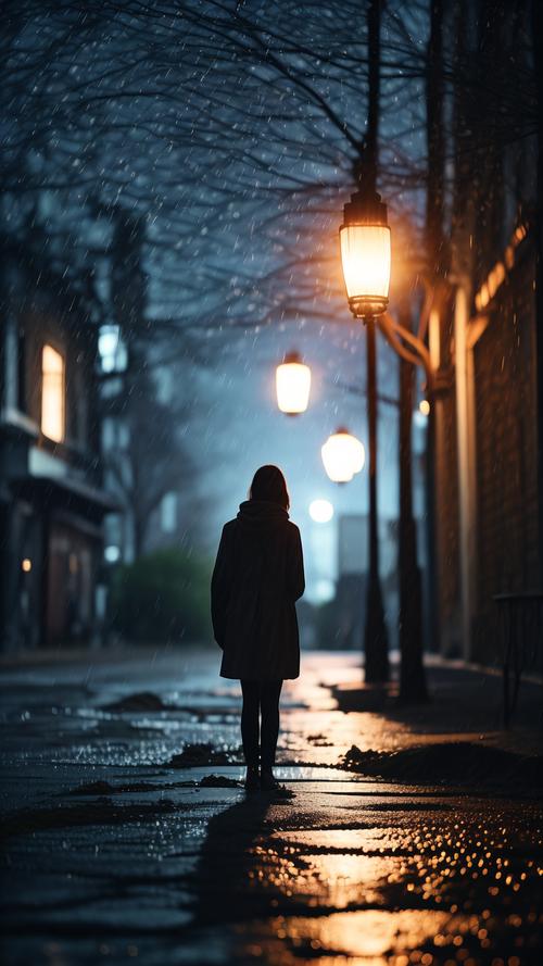 夜晚独坐窗边看城市灯火 孤独的人