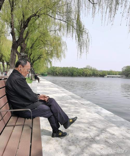 银发老人公园散步休息日常