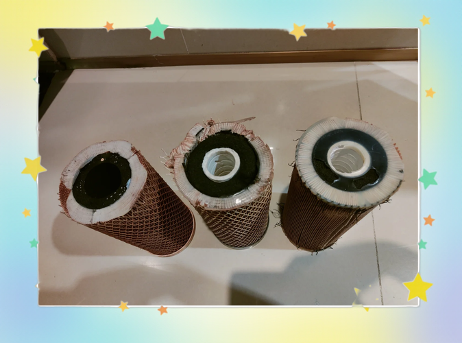 不同精度工业过滤器滤芯拆解开对比图