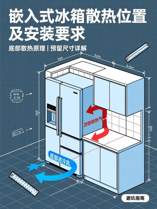 冰箱嵌入式底部散热通风示意图