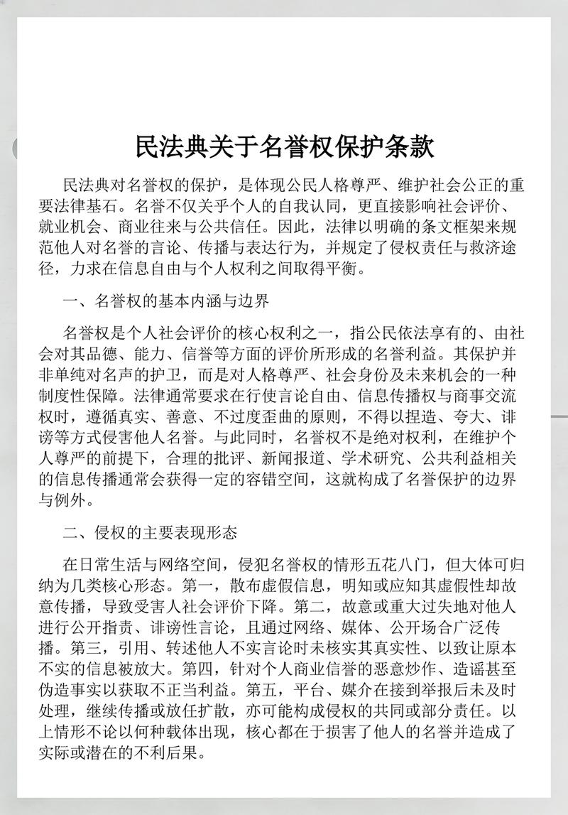 民法典名誉权条款实务标注页