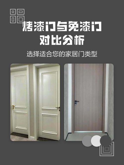 装修建材市场免漆门与烤漆门对比展示