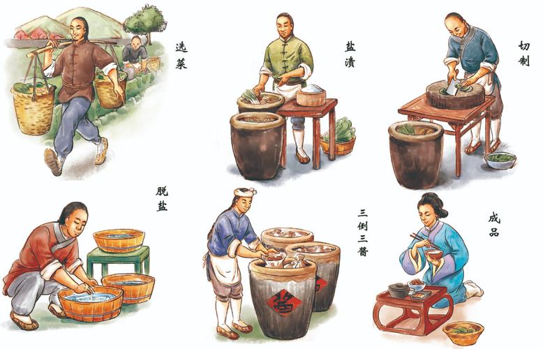 老酱菜铺玻璃柜摆放卡通包装小酱菜
