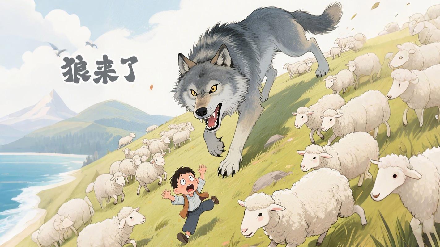 伊索寓言狼来了古典插画