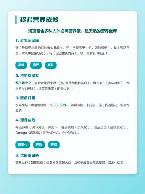 海藻营养成分图表 矿物质 维生素