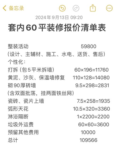 全包装修报价清单明细表示例