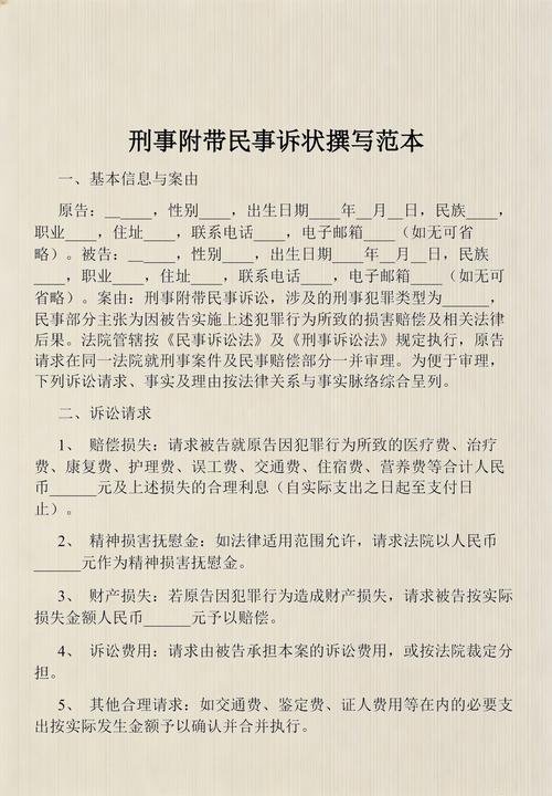 刑事附带民事诉讼起诉书手写草稿