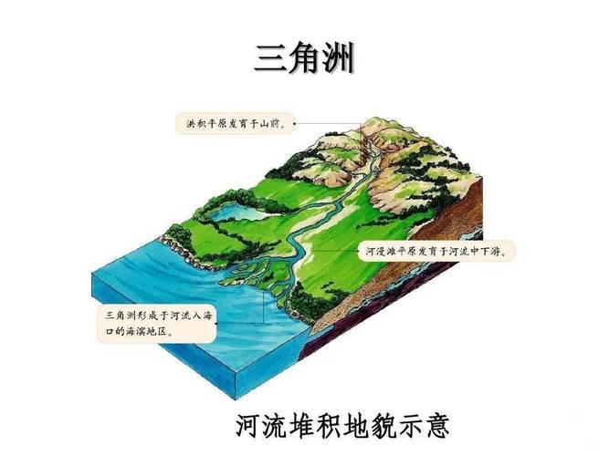 中学地理河流三角洲地貌示意图