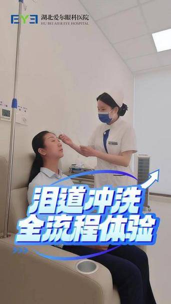 医院眼科医生冲洗眼睛操作场景