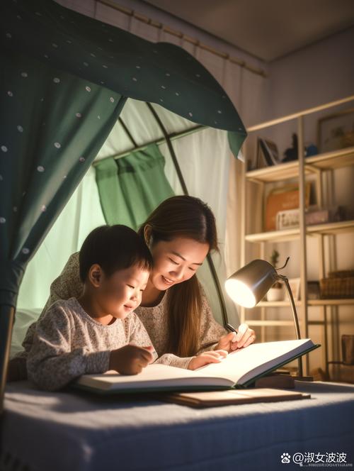 宝妈深夜台灯写育儿手账实拍照片
