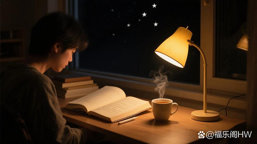 父母在深夜台灯下阅读育儿心理书籍的背影